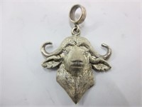 Sterling silver water, buffalo pendant