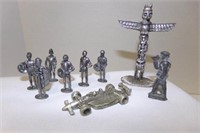 pewter totem pole; knights; race car