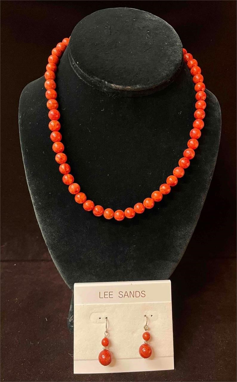 Vintage Lee Sands Bead Necklace & Earring Set (2)