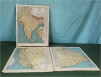 World Atlas and Gazetteer maps of India, Algeria,