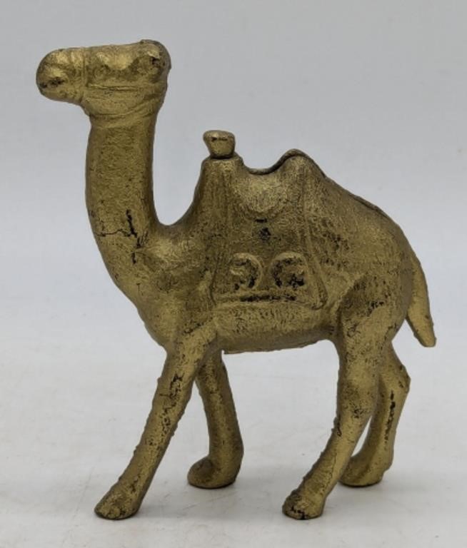 (R) Cast iron camel coin bank (4.5" tall).