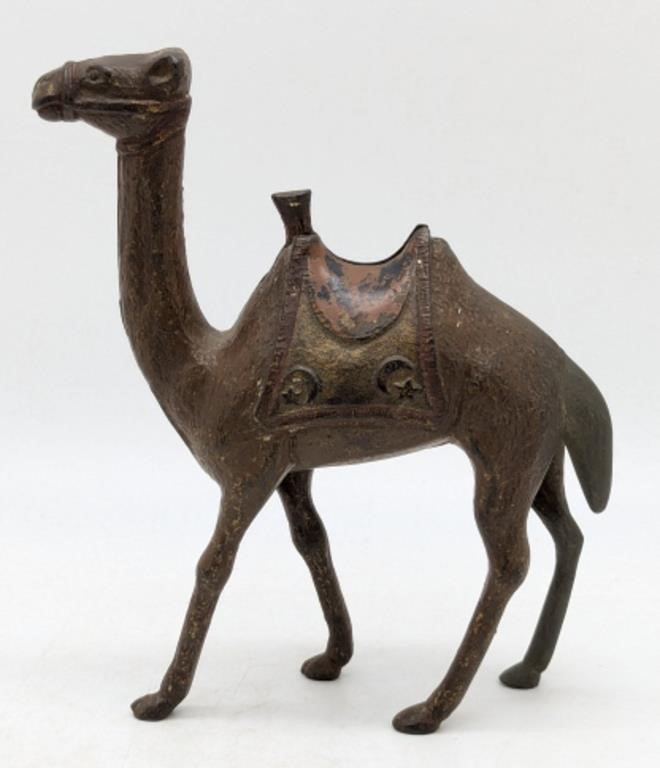 (R) Cast iron camel coin bank (7.25" tall).