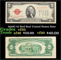 1928G $2 Red Seal United States Note Grades vf++