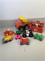 Toy Lot 8- Dump Truck, Car Toys, Tool Set