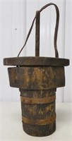 Wooden grease bucket with paddle inside