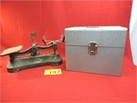 Antique Cast Iron Scale / File Box