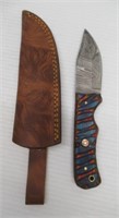 3.5" Damascus steel fixed blade knife with