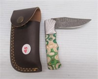 3.5" Damascus steel folding blade knife with