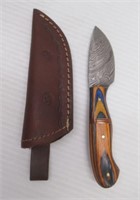 2.75" Damascus steel fixed blade knife with