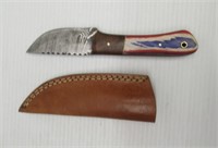 3.75" Damascus steel fixed blade knife with
