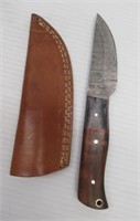 3.75" Damascus steel fixed blade knife with