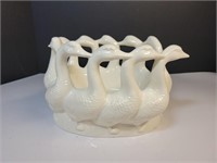 Vintage ceramic ducks bowl white Holland molding