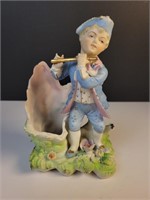 Vintage ceramic figurine boy playing flute