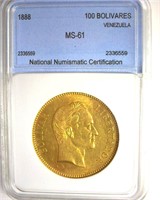 1888 100 Bolivares NNC MS61 Venezuela