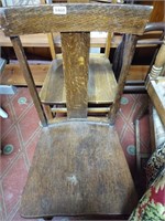 (2) Antique Oak T-Back Chairs