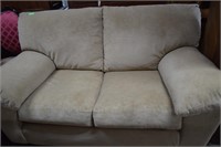 Light Tan Microfiber Love Seat,Matches Lot # 127