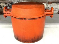 Dansk Painted Cast Iron Lidded Pot 7” x 9” x