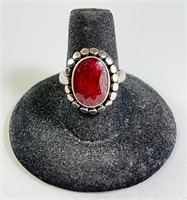 Sterling Raw Ruby Ring 7 Grams Size 7.75