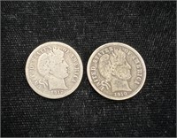 1910 & 1912 D Barber Dimes