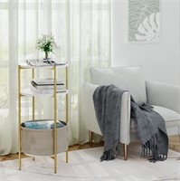 N2035  Homfa 3-tier Nightstand White and Gold