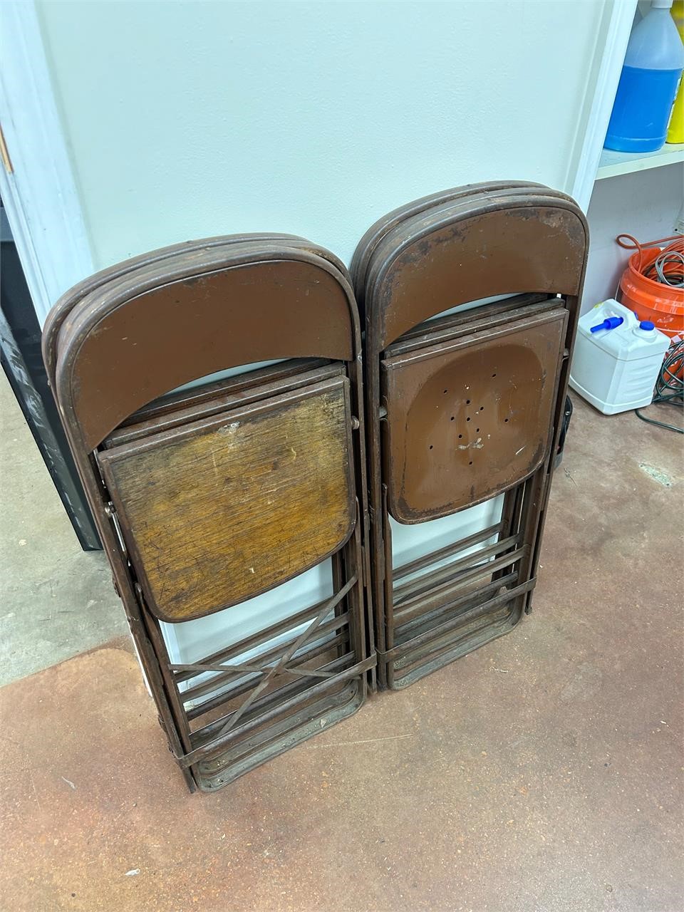 Brown folding chairs