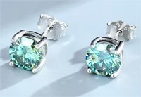 925S 2.0ct Green Moissanite Earrings