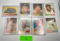 8 1961 Topps MLB Baseball Cards w/ Holders