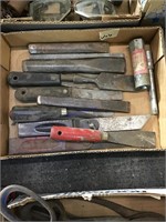 Box with miscellaneous chisels