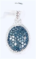 925 Sterling Silver 0.50cts Blue Diamond Pendant