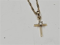 14 k Gold 16"  Necklace & 14 k Gold Cross Pendent