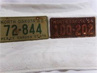 1954 North Dakota License Plate & 1958 North