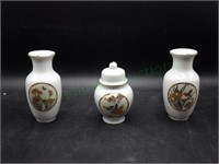Set of 3 Art of Chokin Japanese Porcelain Vases
