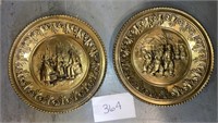 Vintage Peerage Brass Wall Plate Repoussé Ice