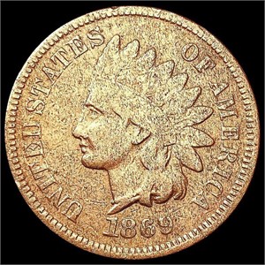 1869 Indian Head Cent NEARLY UNCIRCULATED