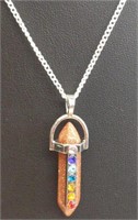 925 stamped 20" necklace with colorful pendant
