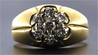 14kt Gold Men's 1/2 ct Ky Cluster Diamond Ring