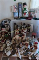 Snowman Christmas Decorations. Blow Mold Santa,