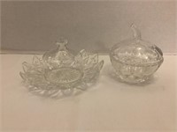 Clear Glass Condiment Dish and Plate with Dome