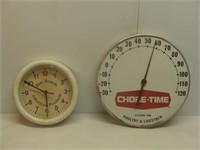 Vintage Clock and Thermometer