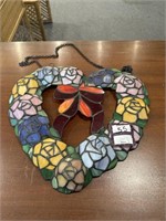 Heart design stained glass hanging