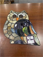 Owl design stained glass window