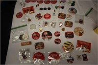 Lot of Coca Cola Collector Items- Buttons, Pins