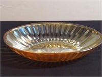 Iridescent Marigold Oblong Carnival Glass Bowl.