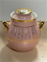 VTG Hall Pink basket weave cookie jar