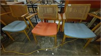3 cane back office chairs