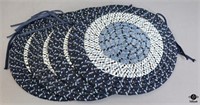 Braided Blue and White Chair Cushions w/Ties