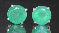 14kt Gold 2.08 ct Natural Emerald Stud Earrings