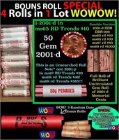 THIS AUCTION ONLY! BU Shotgun Lincoln 1c roll, 200