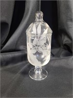 Etched Glass Apothecary Jar
