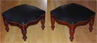 Two Victorian style leather topped foot stools